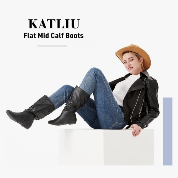 Katliu Slouchy Mid-Calf Boots Women's 41(9.5) NIB - Picture 5 of 16